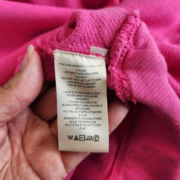 Pilcor Sweatshirt Womens M Pink Collared V Neck Grommet Eyelets Terry Pullover - Picture 10 of 13